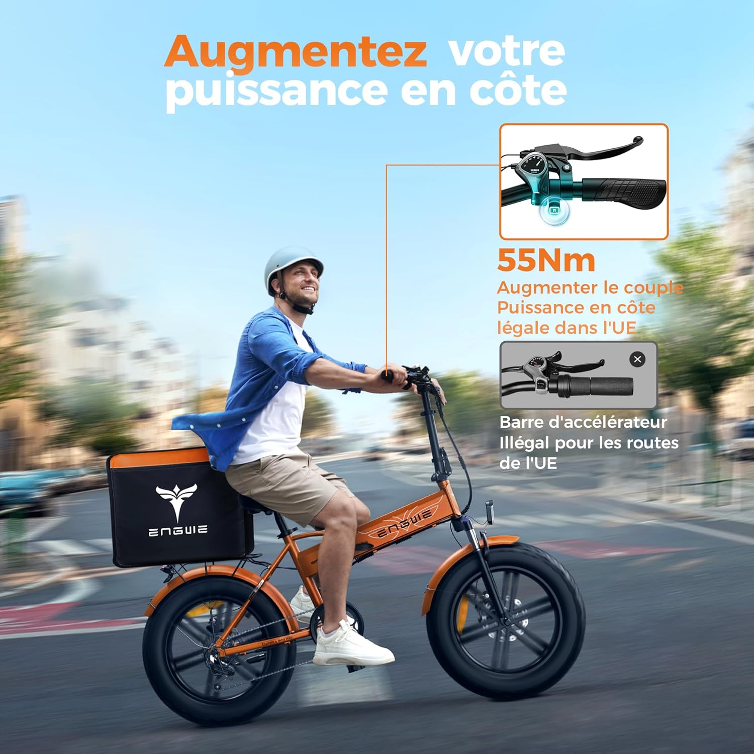 ENGWE Vélo Électrique Pliable, Batterie 48V 13Ah Amovible, Autonomie de 50-120 km，20'' ×4.0'' Fat Tire 7-Speed E-Bike for Any Terrain