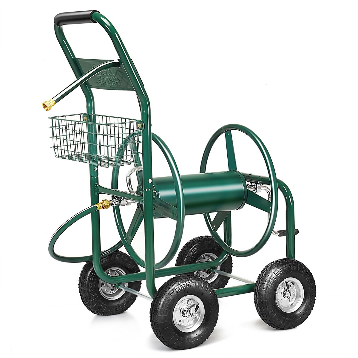 Dévidoir de Tuyau d’Arrosage avec 4 Roulettes Chariot pour 1.7m de Tuyau d’Arrosage Panier,95x62x113cm,Vert -