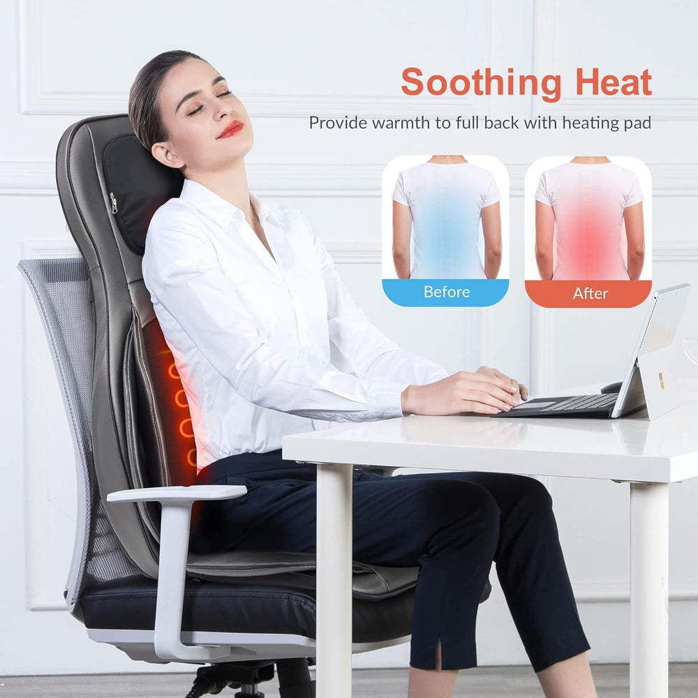 COMFIER Siège Massant Shiatsu pour Dos & Cou - Masseur de Dos Complet à Pétrir 2D/3D avec Chaleur et Compresse réglable, Fauteuil Massant pour hanche/nuque/dos, Masseur Complet du Corps