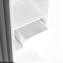 Dressing Extensible Blanc & Gris avec Rideau - tagres - Double Penderie -