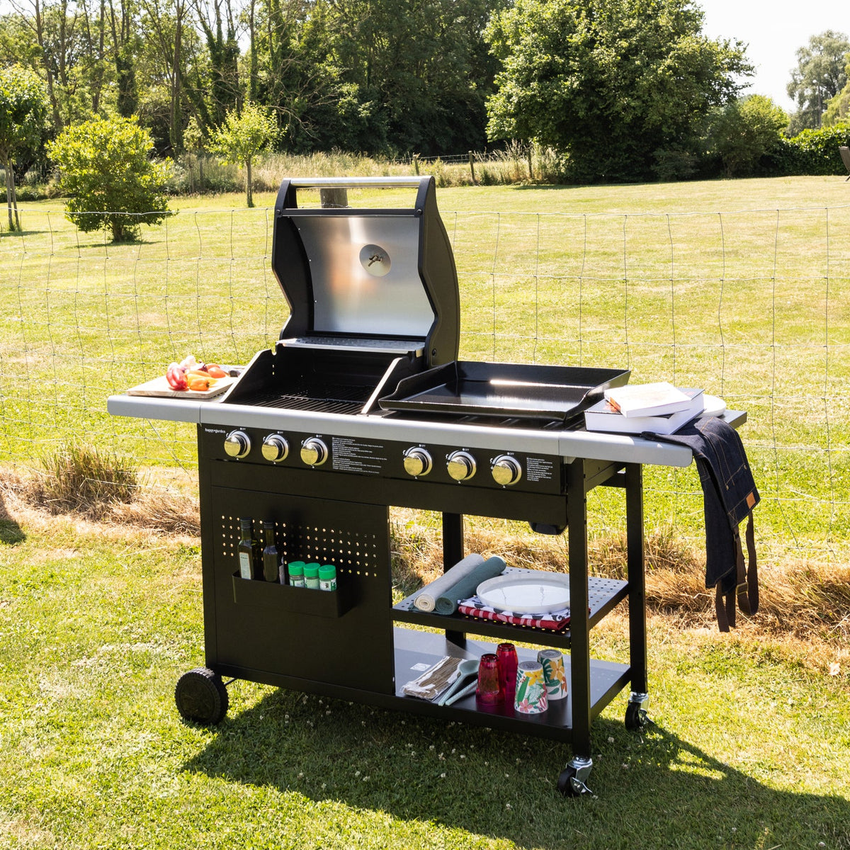 Barbecue duo au gaz VESUVIO - 3 brûleurs + plancha 3 brûleurs -