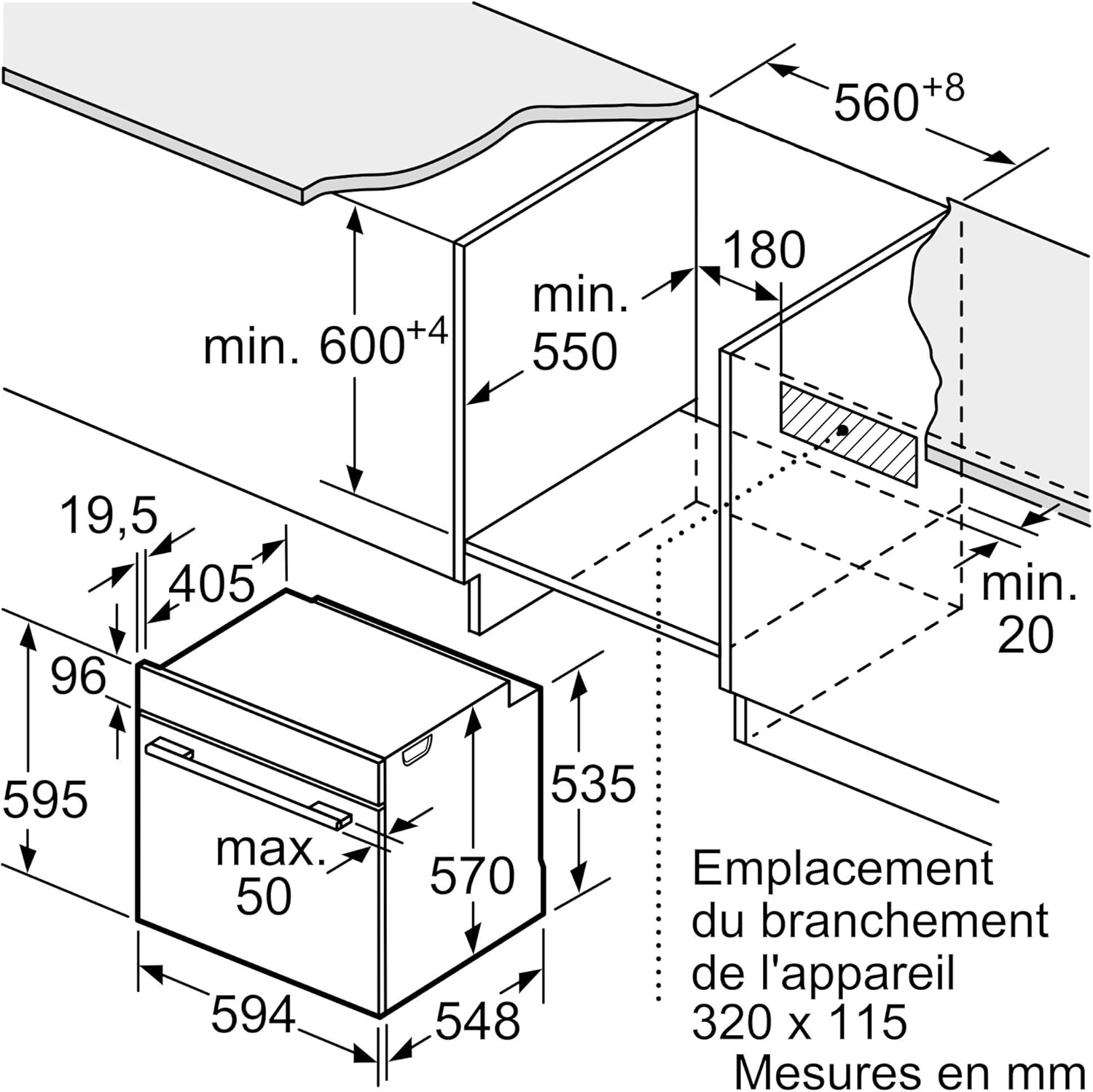 Bosch HBA553BA3F, Série 4, Four, Encastrable, Noir