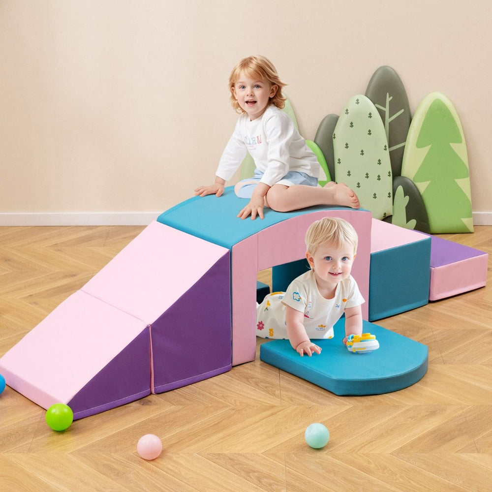 6 Blocs d橢scalade en Mousse Jeu d橢scalade pour Tout-Petits Jeu d橝ctivit d橢scalade Color Tunnel Escaliers et Rampe pour 12+ Mois Color/Bleu/Violet -