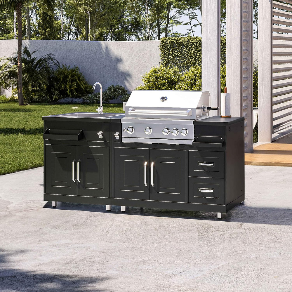 Cuisine extérieure en métal avec évier Barbecue et Rangement