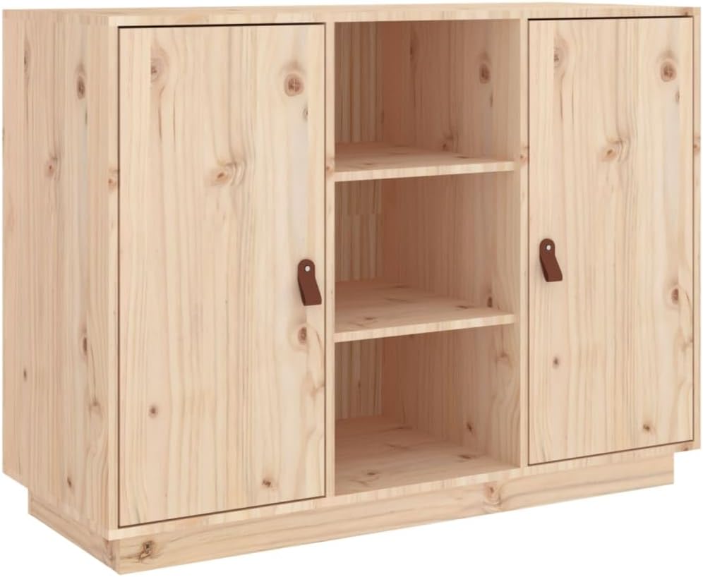 vidaXL Buffet, Armoire Latérale avec Compartiment, Placard avec Porte, Meuble de Rangement Salon Salle de Séjour, Moderne, Marron Bois Massif de Pin