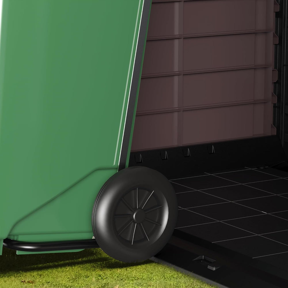 Duramax StoreAway 1200L Plastic Garden Shed/ Flat Lid,Outdoor Storage Shed,Wheelie Bin Hideaways,Wheelie bin box,Durable Construction,Ideal for Bikes,BBQs & 2x 240L Bins,145x85x125 cm,Brown