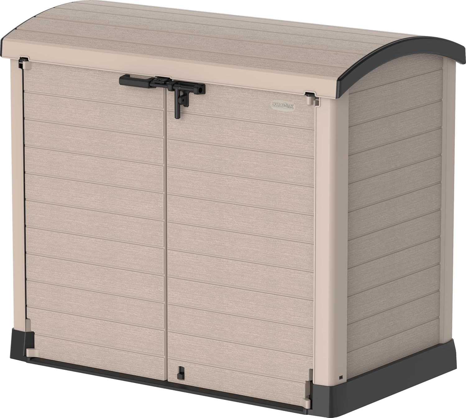 Duramax StoreAway 1200L Plastic Garden Shed/ Flat Lid,Outdoor Storage Shed,Wheelie Bin Hideaways,Wheelie bin box,Durable Construction,Ideal for Bikes,BBQs & 2x 240L Bins,145x85x125 cm,Brown