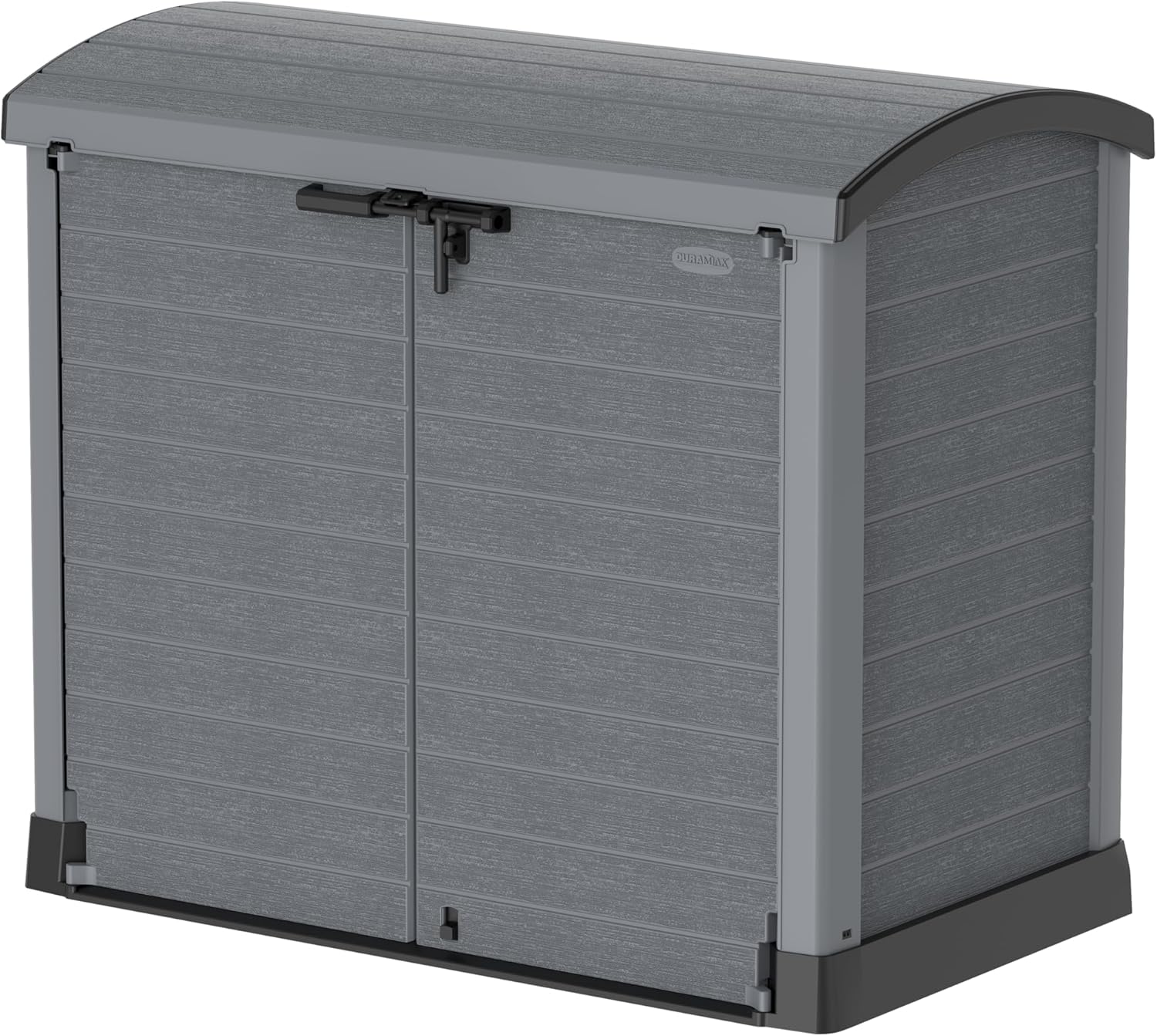 Duramax StoreAway 1200L Plastic Garden Shed/ Flat Lid,Outdoor Storage Shed,Wheelie Bin Hideaways,Wheelie bin box,Durable Construction,Ideal for Bikes,BBQs & 2x 240L Bins,145x85x125 cm,Brown