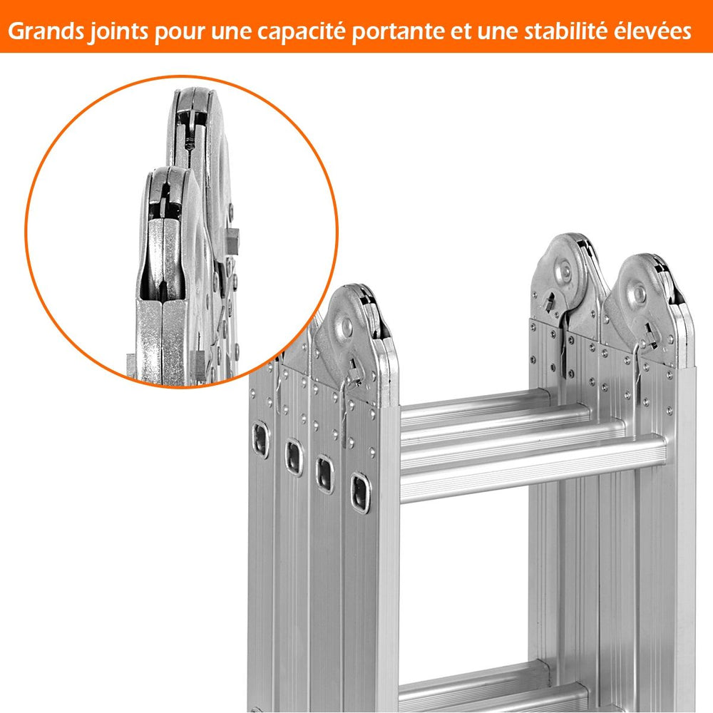 chelle Polyvalente 5 en 1 avec 2 Montants 4 Plis 15 Echelons Pliable et Multifonction Capacit 150kg en Aluminium -