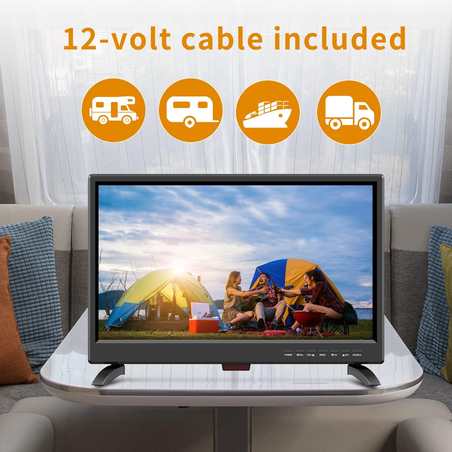 TV 19 Pouces,Full HD 1080P LED avec Récepteur Numérique T2/H.256 DTT Freeview, 12v avec HDMI USB et entrée RCA VGA,Convient pour la Chambre,la Cuisine,Camping Car (1920 * 1080)