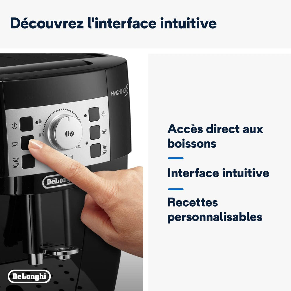 De'Longhi Magnifica S Machine a Café Grain ECAM22.110.B, Machine Expresso et Cappuccino, 1.8L, Noir [Exclusif Amazon]