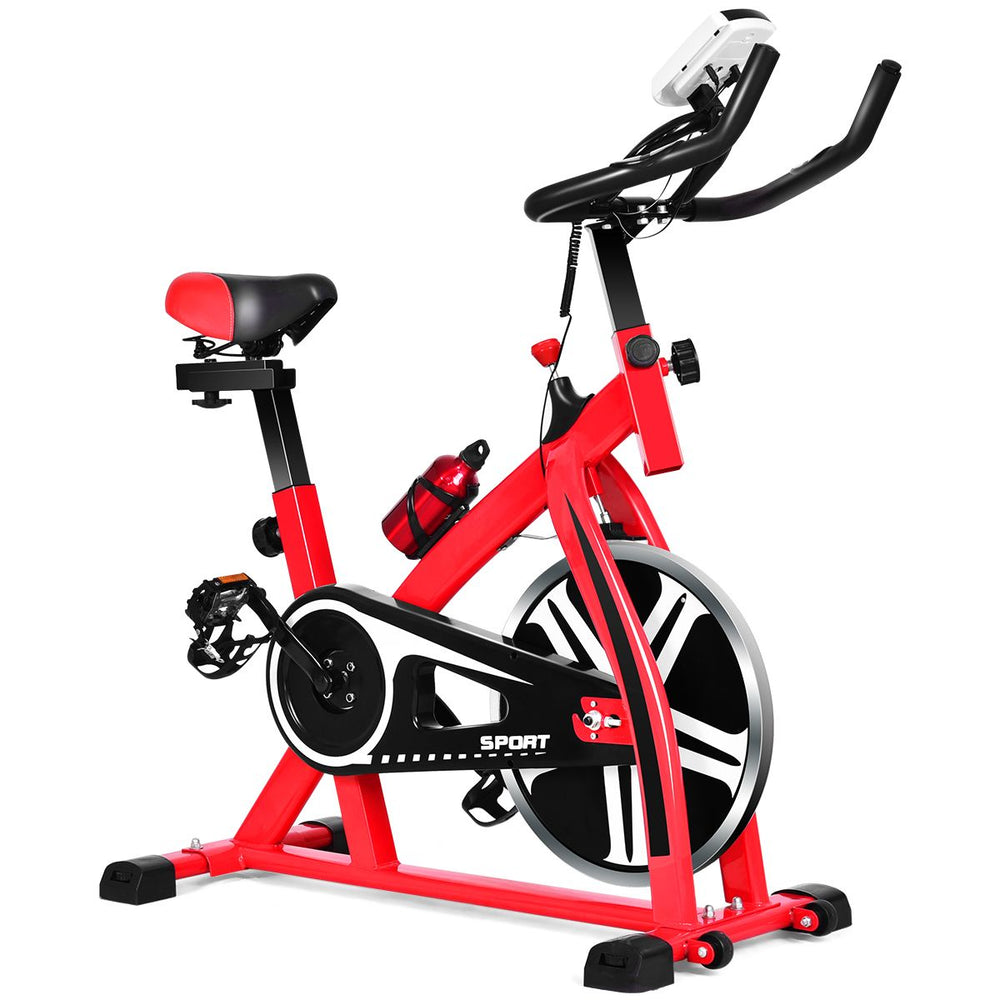 Vélo d'Exercice Intérieur avec Volant d'Inertie 8 KG Silencieux Bouilloire Porte-gobelet Ecran LCD Selle et Huidon Réglables -
