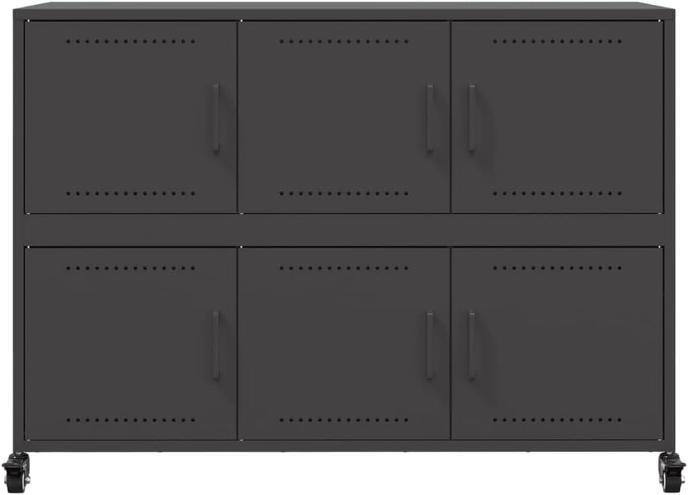 vidaXL Buffet, Armoire avec Porte, Placard avec Rangement, Organisateur de Salle de Séjour Salon Maison Intérieur, Noir 100,5x39x72 cm Acier