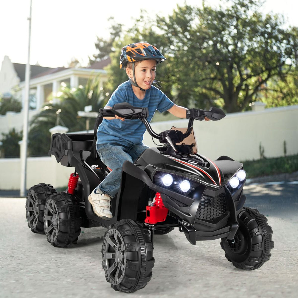 12V Quad Electrique Enfants avec Lumires LED et Musique Vhicule Electrique Enfants avec Dmarrage Lent Charge 30kg 129 x 69 x 72 cm Noir/Rouge -