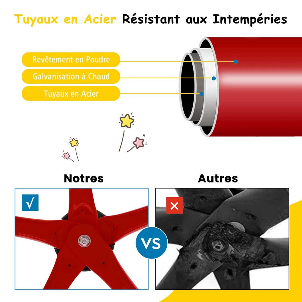 Dôme d'Escalade de 305cm avec Balançoire Cage d'Escalade en Métal Charge Max 363 kg Intérieur Extérieur pour Enfants de 3-10 Ans Jaune/Rouge -