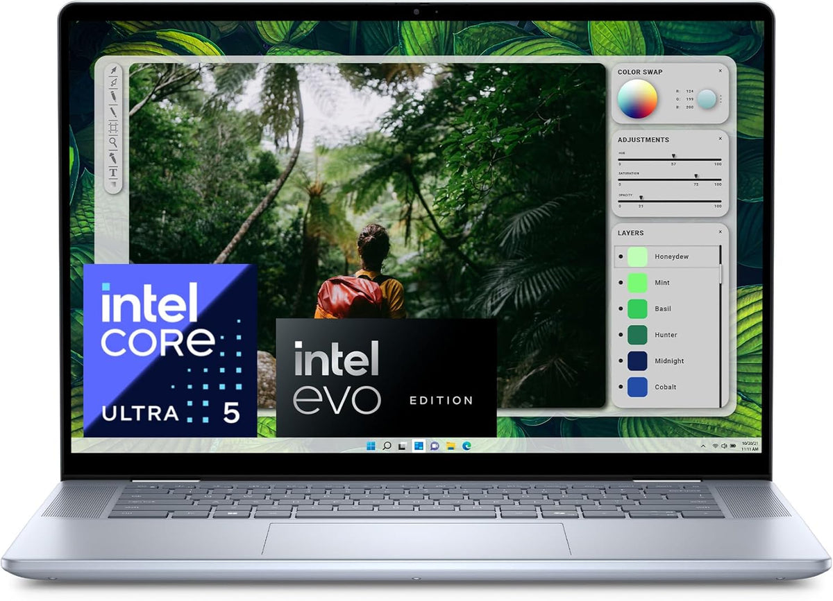 Dell Inspiron 16 PC Portable 2-en-1 écran 16" FHD+ (1920 x 1200) Intel Core Ultra 5 Series 1 Graphique Intel 16 Go RAM 512 Go SSD Windows 11 Home Clavier AZERTY rétroéclairé Bleu