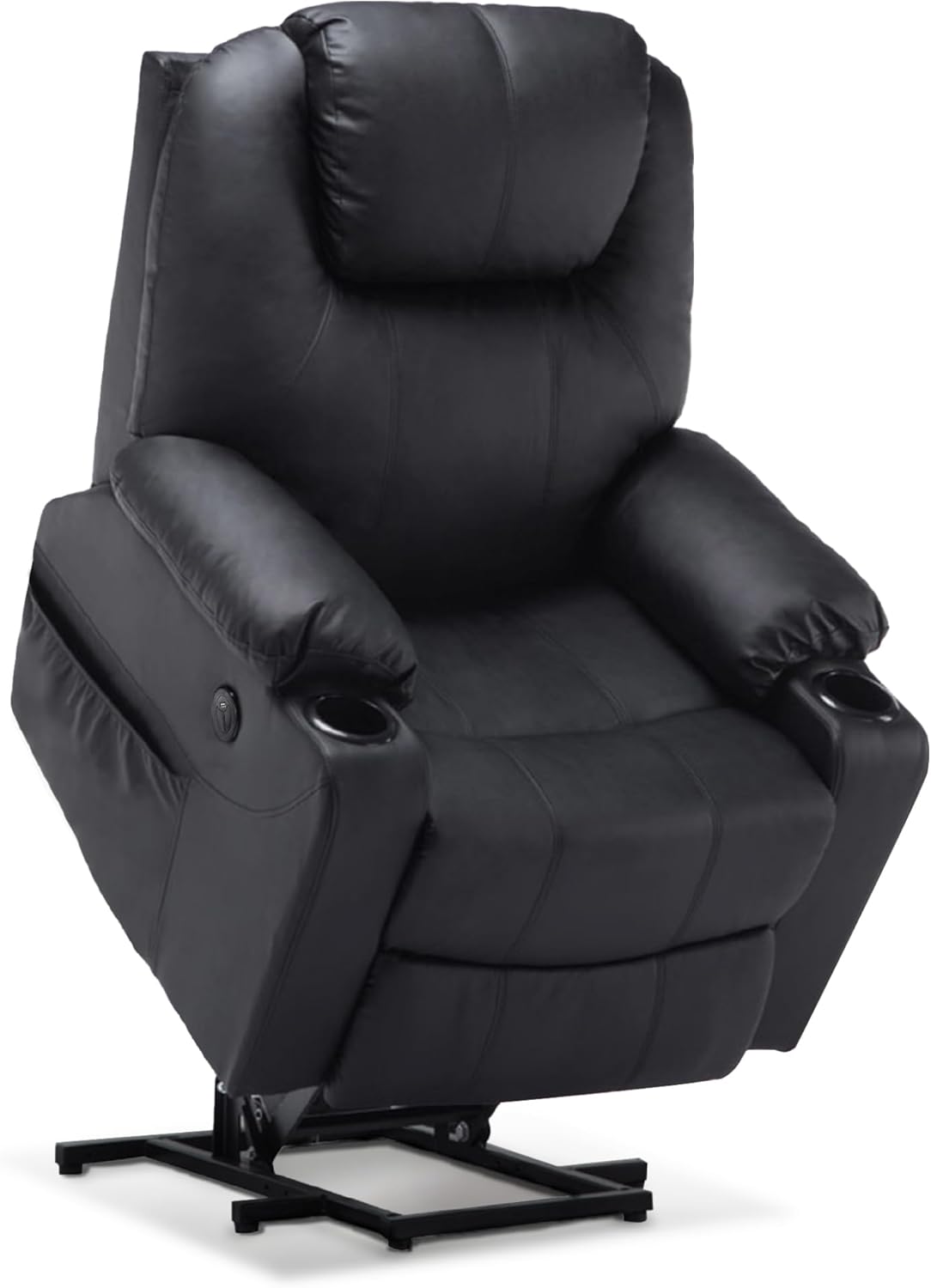 Aide à l'arrimage électrique MCombo, Fauteuil TV, Fauteuil Relaxant, Massage, Chauffage, Connexion USB réglable électriquement, Simili cuir, Noir