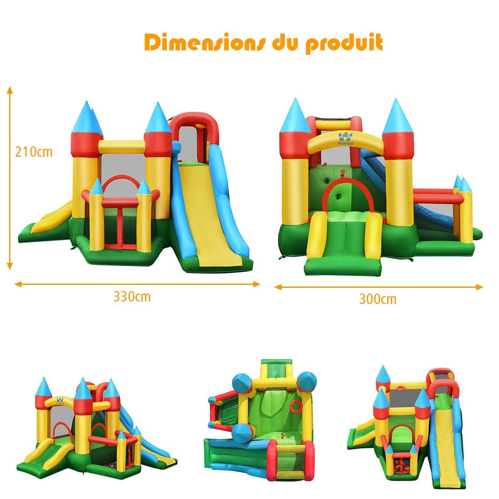 Château Gonflable avec Souffleur pour Enfants de 3 à 10 Ans avec Plusieurs Types de Jeu Différents 330 x 300 x 210 cm -