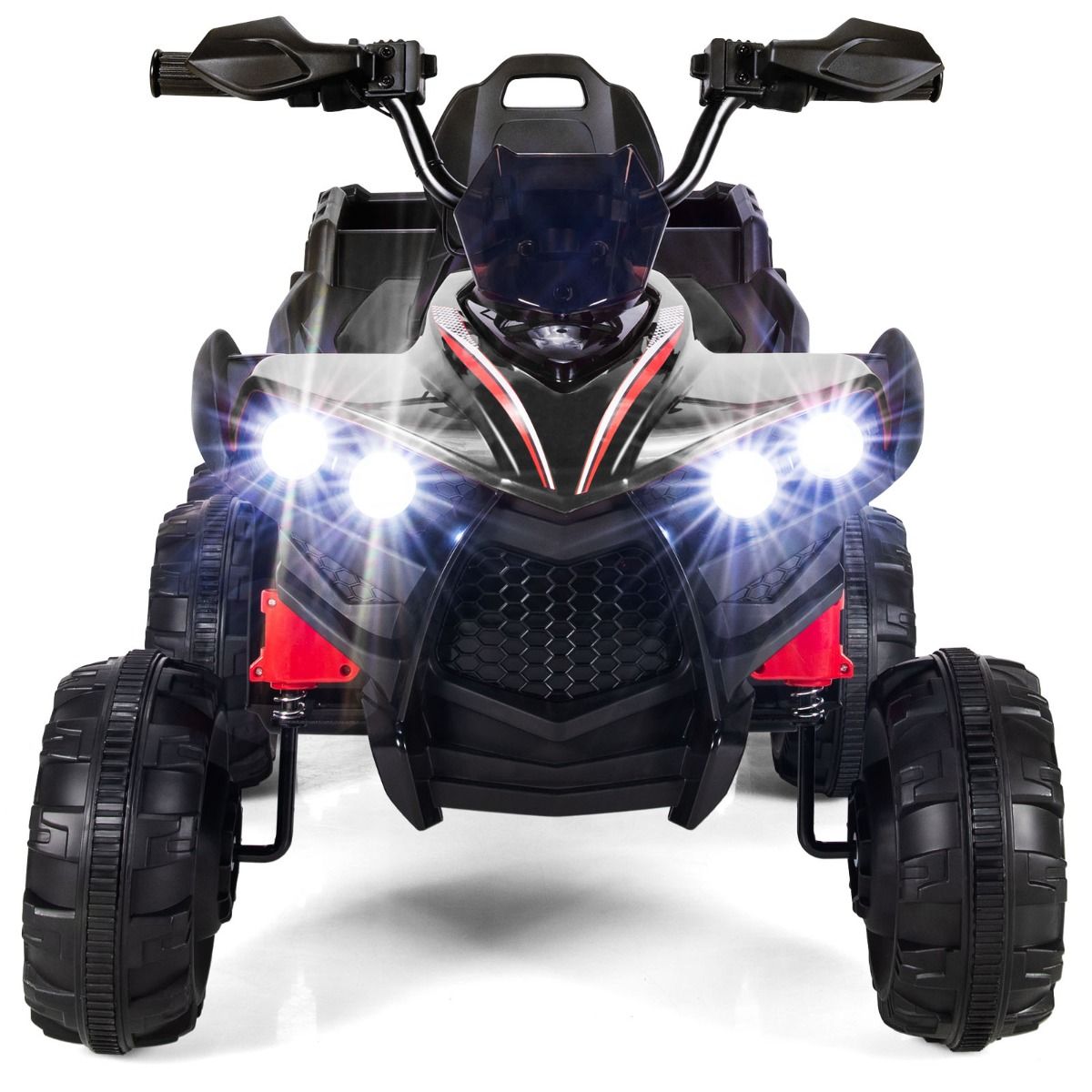 12V Quad Electrique Enfants avec Lumières LED et Musique Véhicule Electrique Enfants avec Démarrage Lent Charge 30kg 129 x 69 x 72 cm Noir/Rouge -