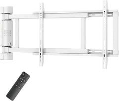 EasyLife Support TV Mural pivotant électriquement jusqu'à 170°, Support Mural VESA jusqu'à 600x400 pour LCD/OLED, téléviseur, Moniteur, écran, Smartboard de 32-75 Pouces & 50kg Max (Blanc)