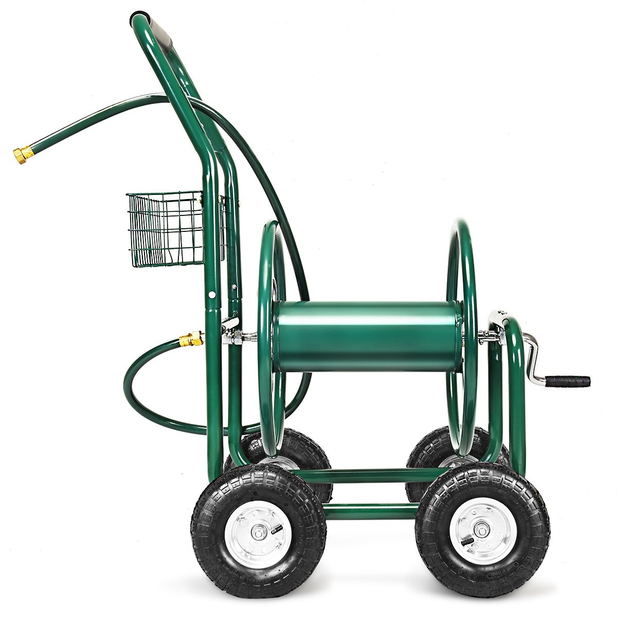 Dvidoir de Tuyau d橝rrosage avec 4 Roulettes Chariot pour 1.7m de Tuyau d橝rrosage Panier,95x62x113cm,Vert -