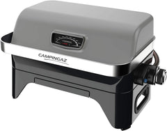 Attitude2go,Barbecue de Table à Faible fumée,BBQ Portable,à Couvercle,thermomètre,et Grille en Fonte,Alimentation : Cartouche de gaz CV 470 Plus,Gris