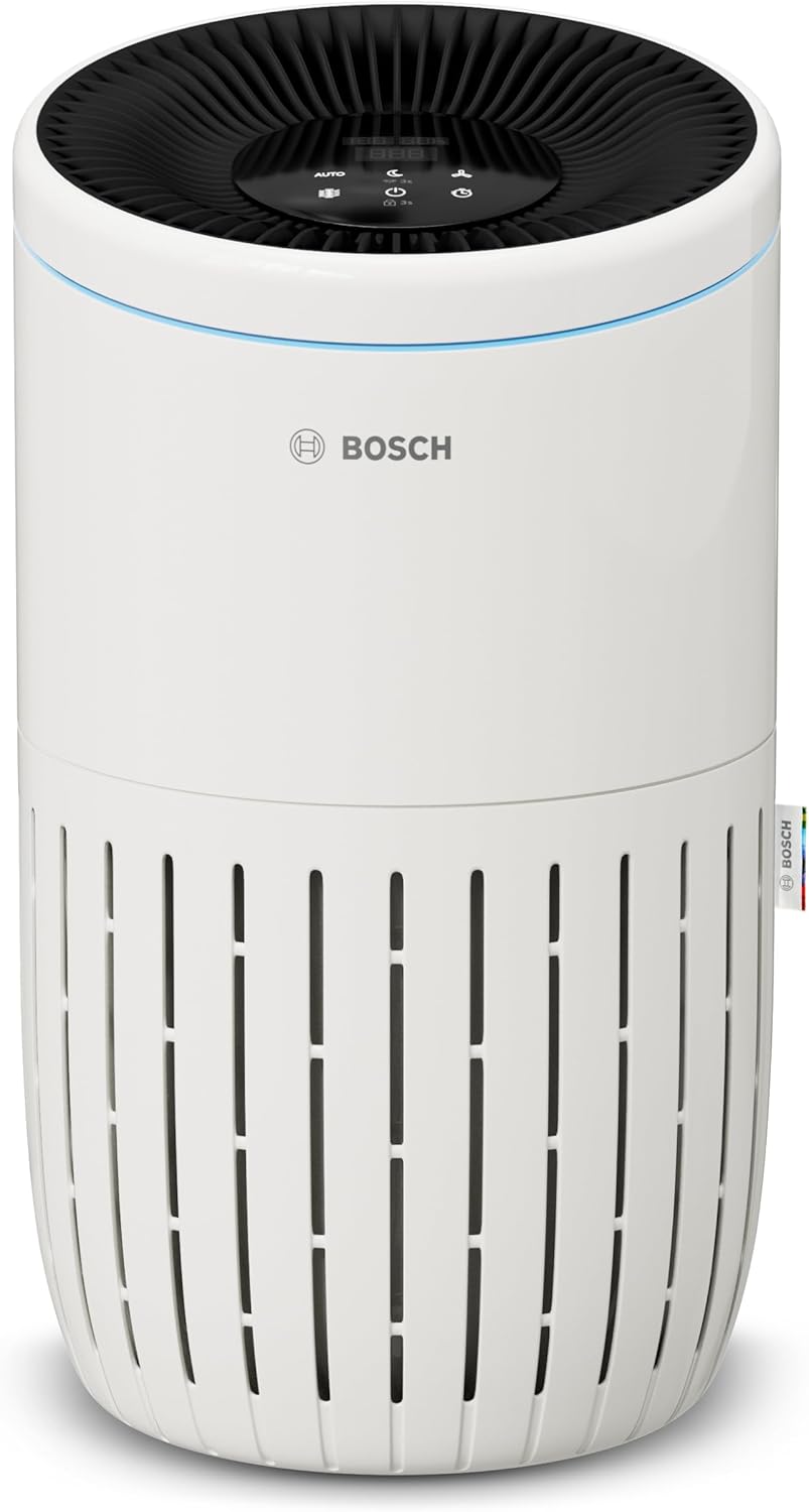 Bosch Air 4000 - Purificateur d'air - Pour les pièces jusqu'à 62,5 m² - Filtre efficacement plus de 99% des polluants - Un capteur intelligent, modes auto et silence (< 25 dB(A)) - CADR : 300 m³/h