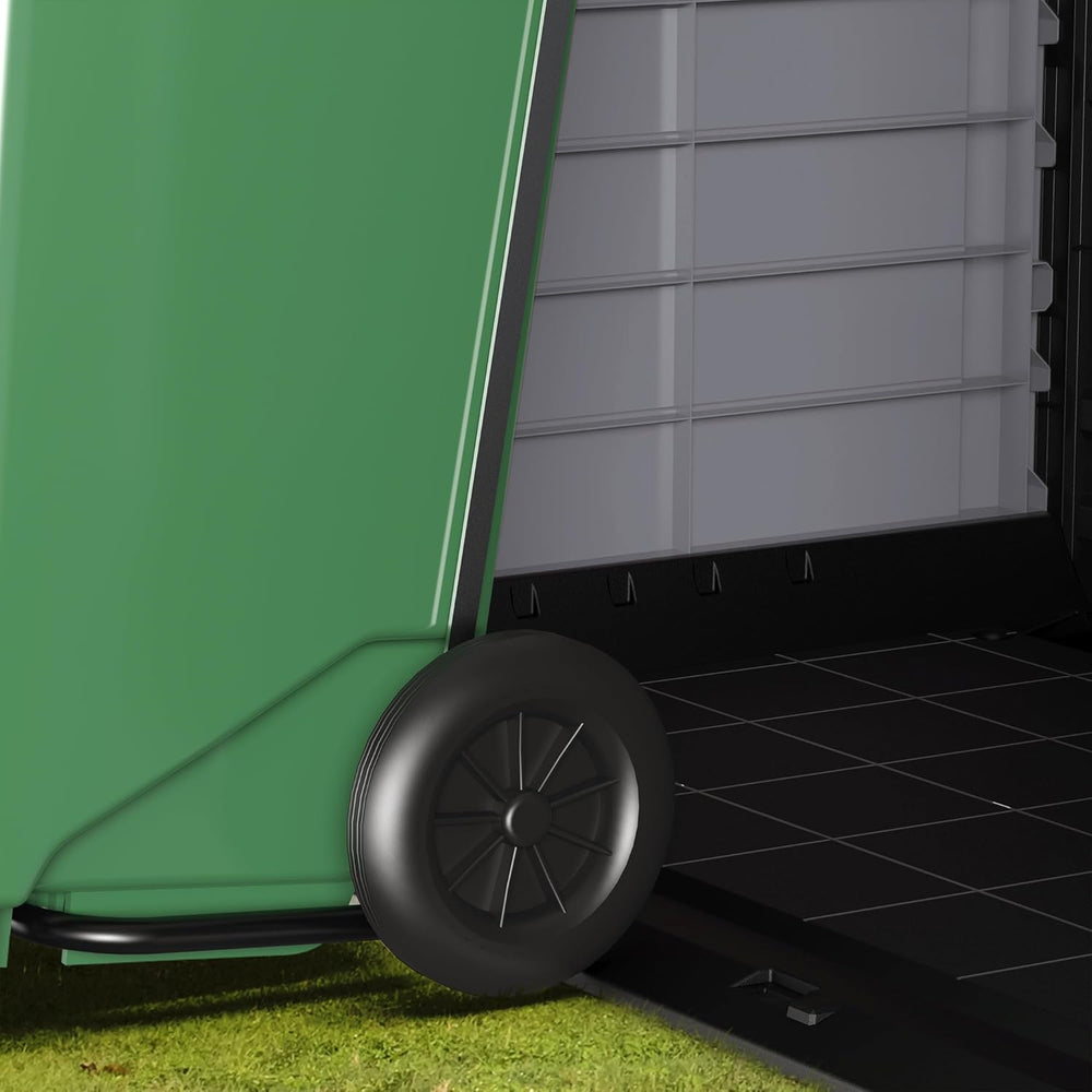 Duramax StoreAway 1200L Plastic Garden Shed/ Flat Lid,Outdoor Storage Shed,Wheelie Bin Hideaways,Wheelie bin box,Durable Construction,Ideal for Bikes,BBQs & 2x 240L Bins,145x85x125 cm,Brown