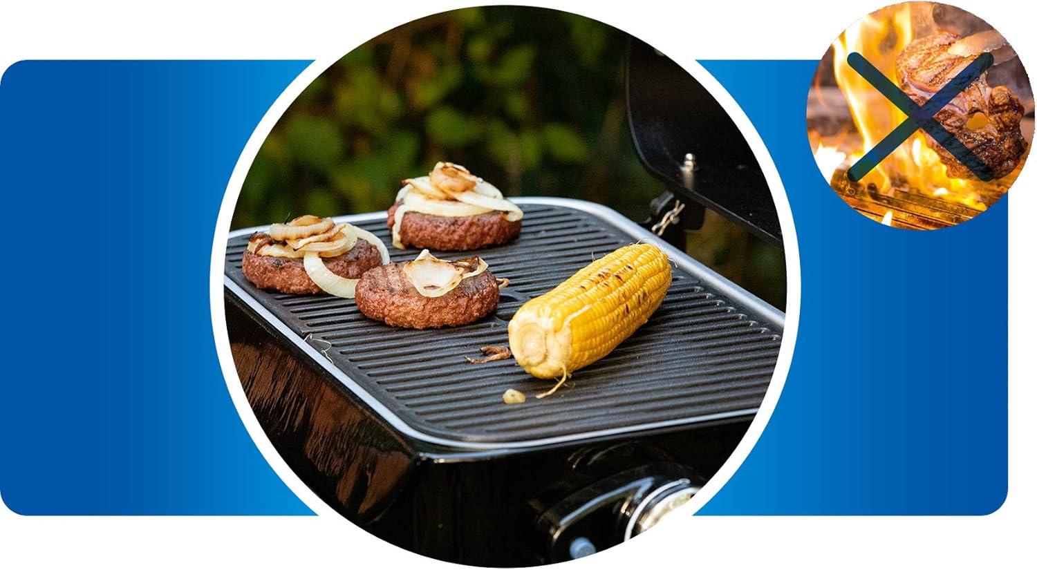 Attitude2go,Barbecue de Table à Faible fumée,BBQ Portable,à Couvercle,thermomètre,et Grille en Fonte,Alimentation : Cartouche de gaz CV 470 Plus,Gris