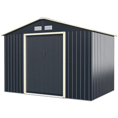 Abri de Jardin en Métal 5,29 77 x 191 x 202 cm avec 2 Portes Coulissantes Verrouillables 4 Trous d’Aération Gris pour Vélo -