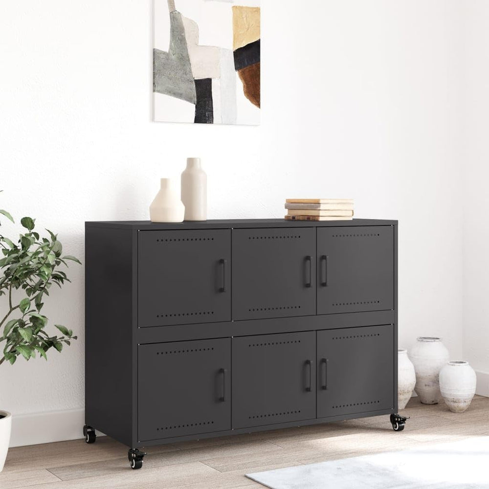 vidaXL Buffet, Armoire avec Porte, Placard avec Rangement, Organisateur de Salle de Séjour Salon Maison Intérieur, Noir 100,5x39x72 cm Acier