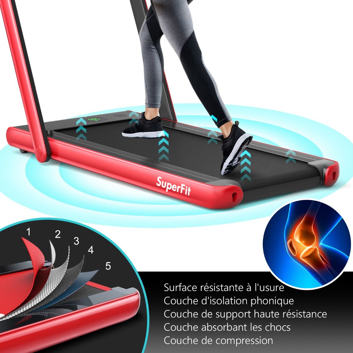 2 en 1 Tapis de Course Electrique Pliable 1  12 Km/H avec Haut-parleur Bluetooth Tlcommande Moteur 0,75HP Vert/Blanc/Noir/Rouge/Or/Noir et Argent/Bleu -