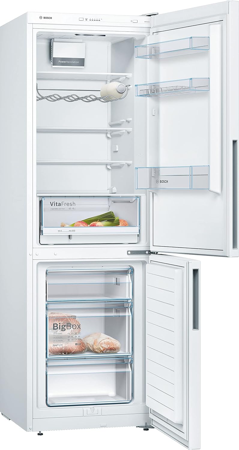Bosch KGV36VWEAS Série 4, Réfrigérateur combiné pose-libre - 308 L - H 186 X L 60 cm - Blanc