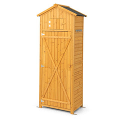 Armoire de Jardin en Bois Impermable avec Toit Abri de Jardin avec Table Pliable tagres et 8 Crochets 75x50x180,5CM -