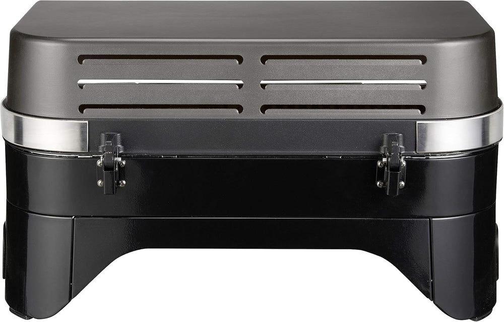 Attitude2go,Barbecue de Table à Faible fumée,BBQ Portable,à Couvercle,thermomètre,et Grille en Fonte,Alimentation : Cartouche de gaz CV 470 Plus,Gris