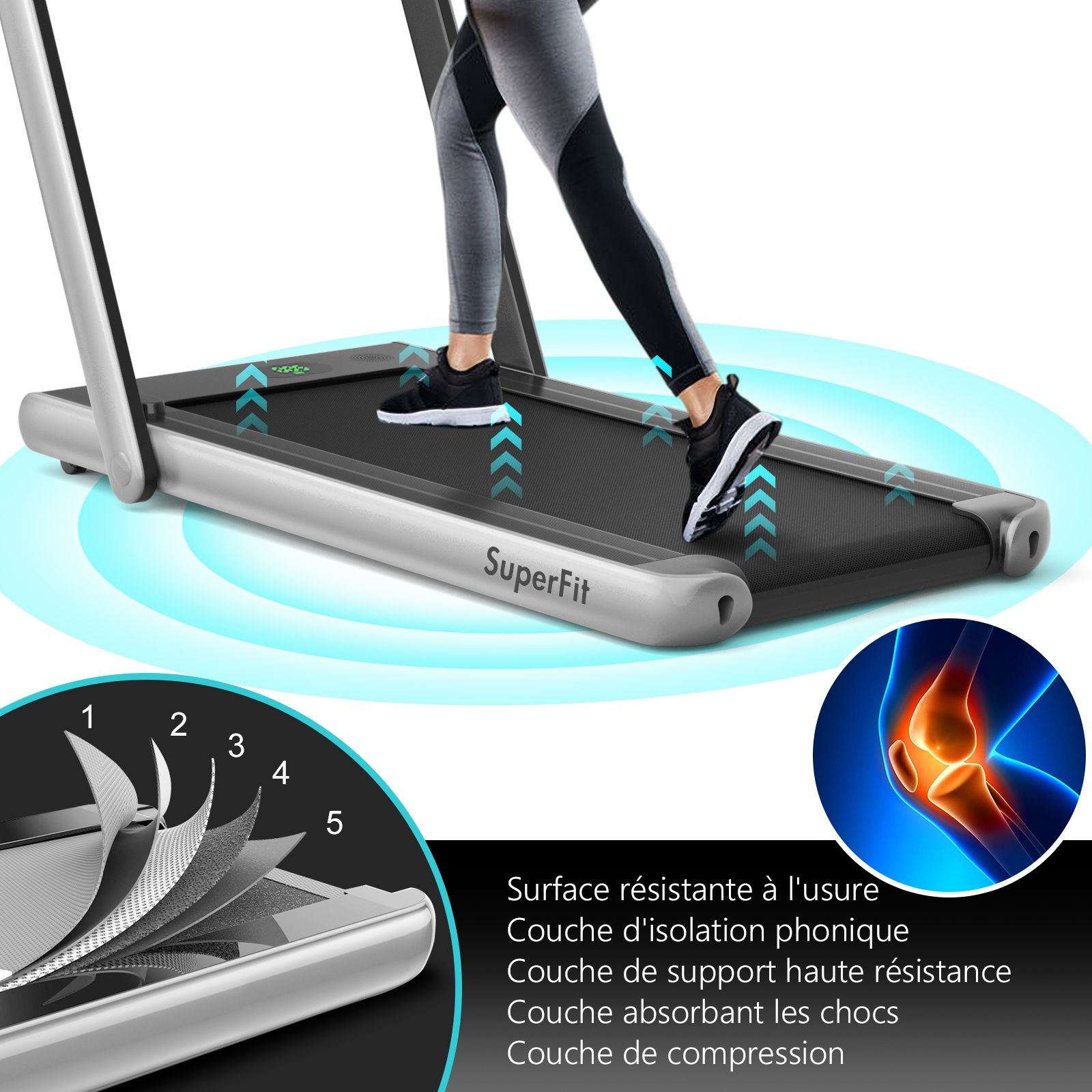 2 en 1 Tapis de Course Electrique Pliable 1 à 12 Km/H avec Haut-parleur Bluetooth Télécommande Moteur 0,75HP Vert/Blanc/Noir/Rouge/Or/Noir et Argenté/Bleu -