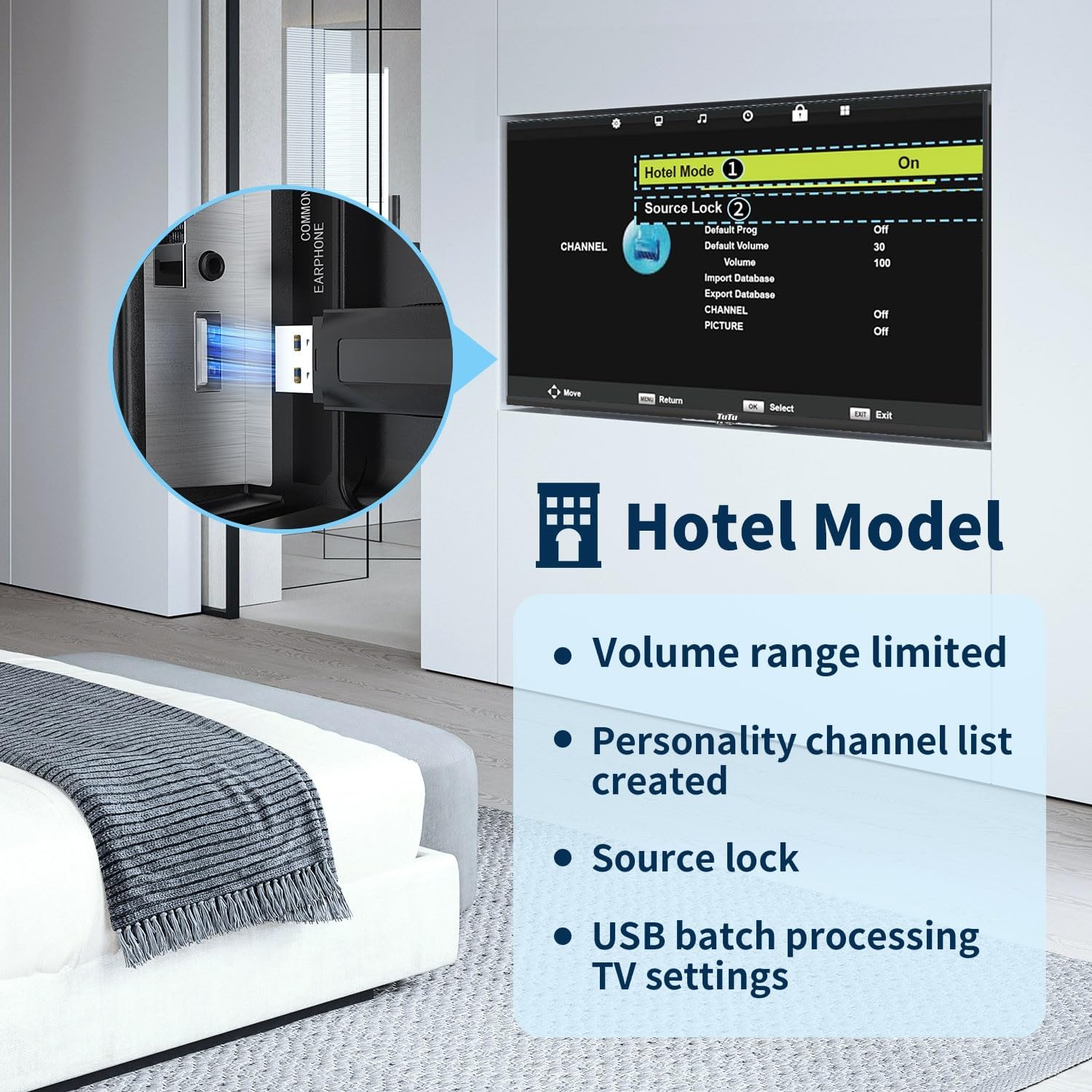TuTu Téléviseurs 32 Pouces (80 cm) LED Central Pied TV HD Ready Triple Tuner (DVB-C / T2 / S2) HDMI x2 CI+ Lecteur multimédia USB 2.0 Mode hôtel Dolby Audio 2024