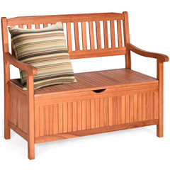 Banc de Jardin 2 Places 107 x 59 x 90 CM en Bois d'Acacia avec Compartiment de Rangement pour Jardin Terrasse Balcon -