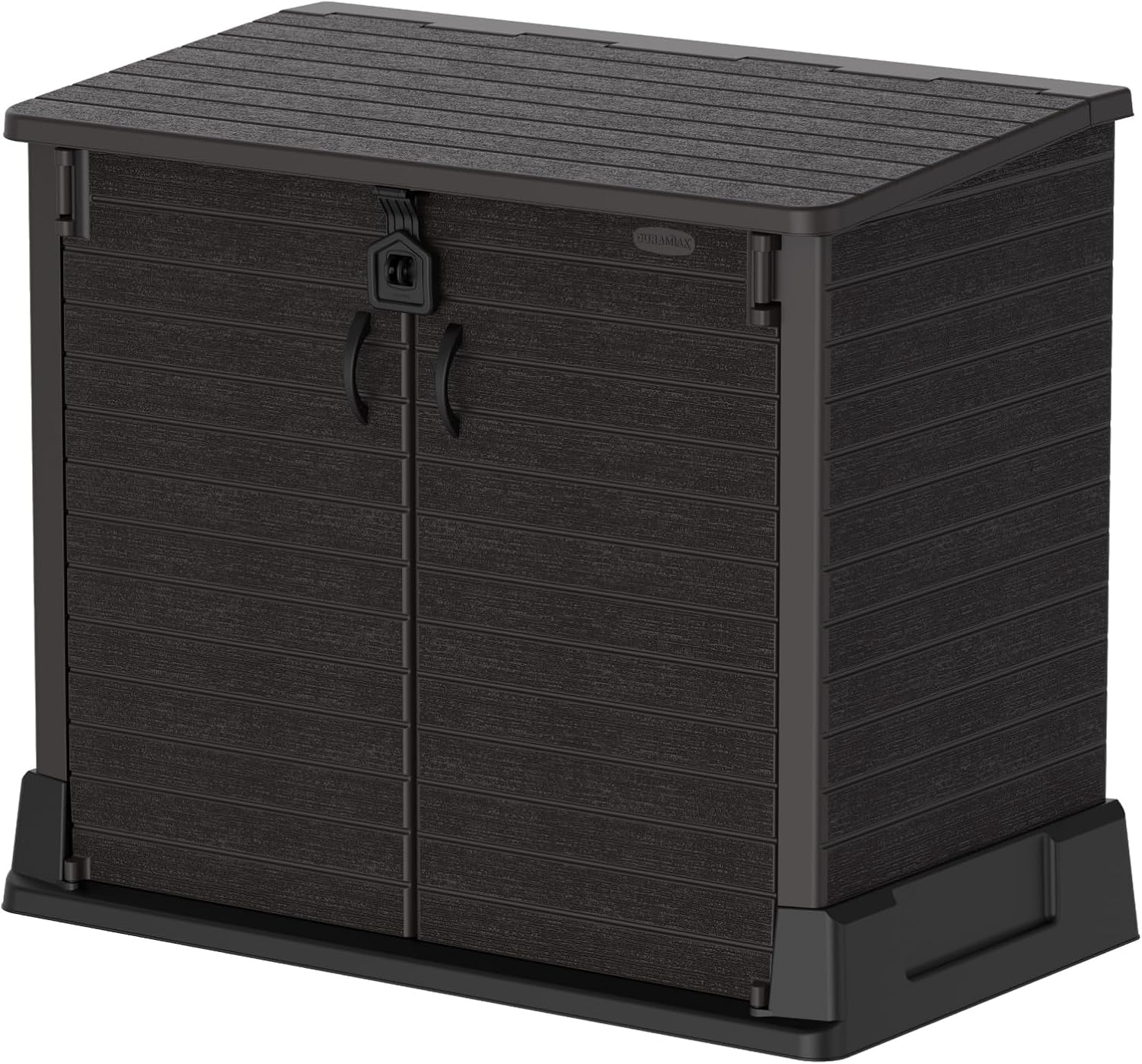 Duramax StoreAway 1200L Plastic Garden Shed/ Flat Lid,Outdoor Storage Shed,Wheelie Bin Hideaways,Wheelie bin box,Durable Construction,Ideal for Bikes,BBQs & 2x 240L Bins,145x85x125 cm,Brown