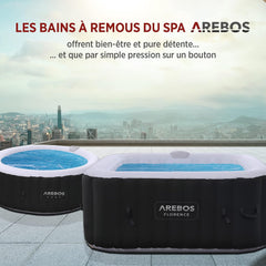 Arebos Spa Gonflable | pour l'intérieur et l'extérieur | 4 Personnes | 154x154cm | 100 Jets de Massage | Spa Bien-être Chauffage | Massage Gonflable Carré | 600 litres