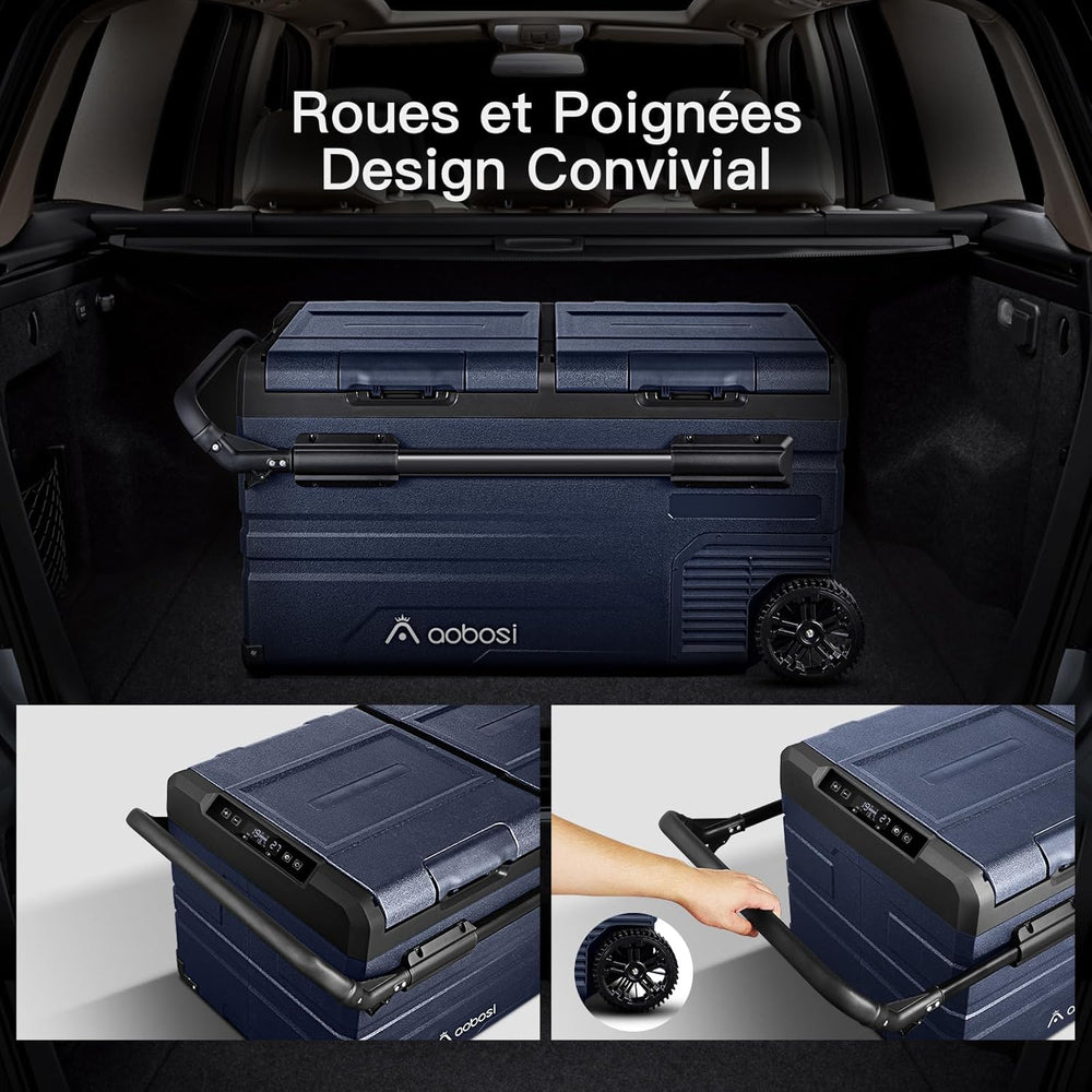 115L Glaciere Electrique Double Zone,Glaciere a Compression WiFi APP,12 V/24 V et 100-240 V Frigo Camping,-20 à 20 pour Voiture,Camion,Bateau,Camping,Car,Caravanes,Voyageant,Maison