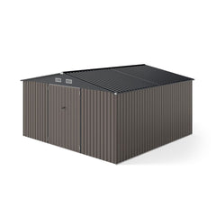 Abri de Stockage Extrieur Grand Hangar  Outils avec Design de Toit Inclin Portes Fermables avec Cls 4 Arations 350x350x198cm Gris -