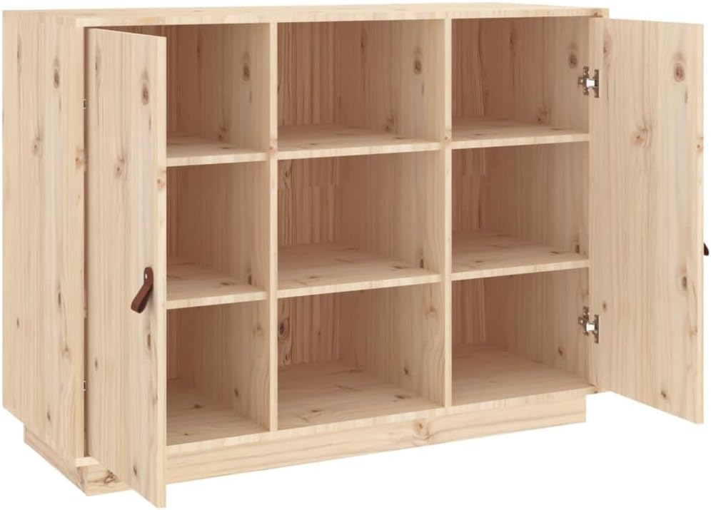 vidaXL Buffet, Armoire Latérale avec Compartiment, Placard avec Porte, Meuble de Rangement Salon Salle de Séjour, Moderne, Marron Bois Massif de Pin