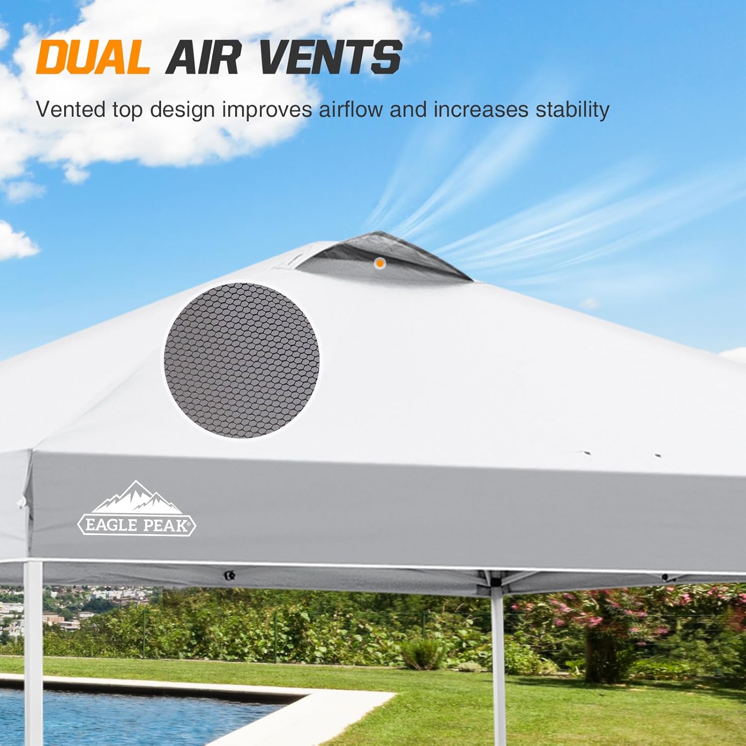 EAGLE PEAK Pop-up tonnelle de Jardin Pliable 3x3m, Tente Pliante avec Pieds Droits Hauteur réglable auvent pour Camping Plage Festival avec Sac à roulettes (Blanc)