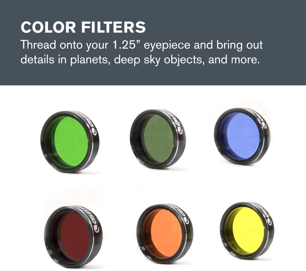 Celestron 94303 Kit d'oculaires et de filtres de 1,25 Pouce - 14 pièces dans Un étui de Transport en métal doublé de Mousse, Argent