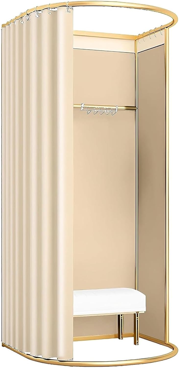 Ainbonte Cabine d'essayage Portable, Magasin de Vêtements Cabine Essayage, pour Magasin de Centre Commercial et Bureau, Protection de la Vie Privée Temporaire Dressing de Vestiaire (Beige)