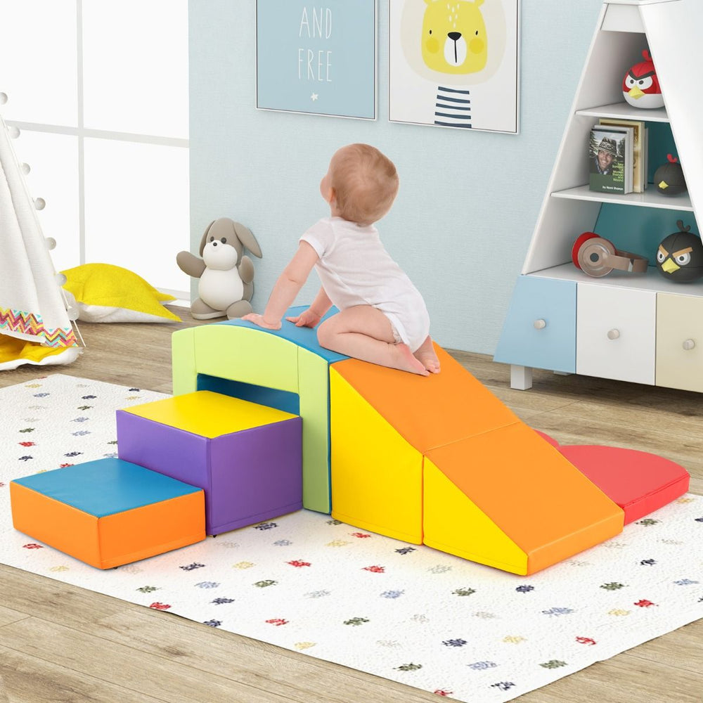 6 Blocs d’Escalade en Mousse Jeu d’Escalade pour Tout-Petits Jeu d’Activité d’Escalade Coloré Tunnel Escaliers et Rampe pour 12+ Mois Coloré/Bleu/Violet -