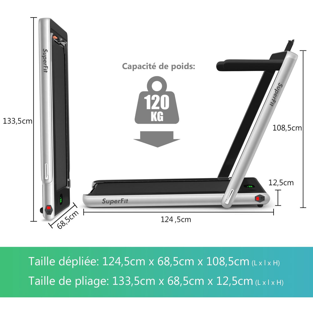 2 en 1 Tapis de Course Electrique Pliable 1  12 Km/H avec Haut-parleur Bluetooth Tlcommande Moteur 0,75HP Vert/Blanc/Noir/Rouge/Or/Noir et Argent/Bleu -