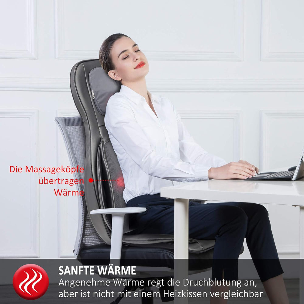 COMFIER Siège Massant Shiatsu avec Compression et Roulement - Masseur de Dos avec Chaleur, Chaise Massage de pétrissage pour Le Dos, Le Cou et Les épaules, Cadeau Papa Maman Femme Homme