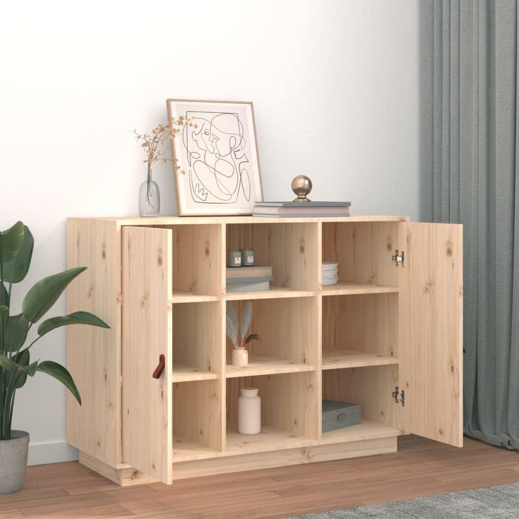 vidaXL Buffet, Armoire Latérale avec Compartiment, Placard avec Porte, Meuble de Rangement Salon Salle de Séjour, Moderne, Marron Bois Massif de Pin